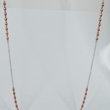 Sterling Silver Necklet with Rose Gold Plated Beads 34 Inch